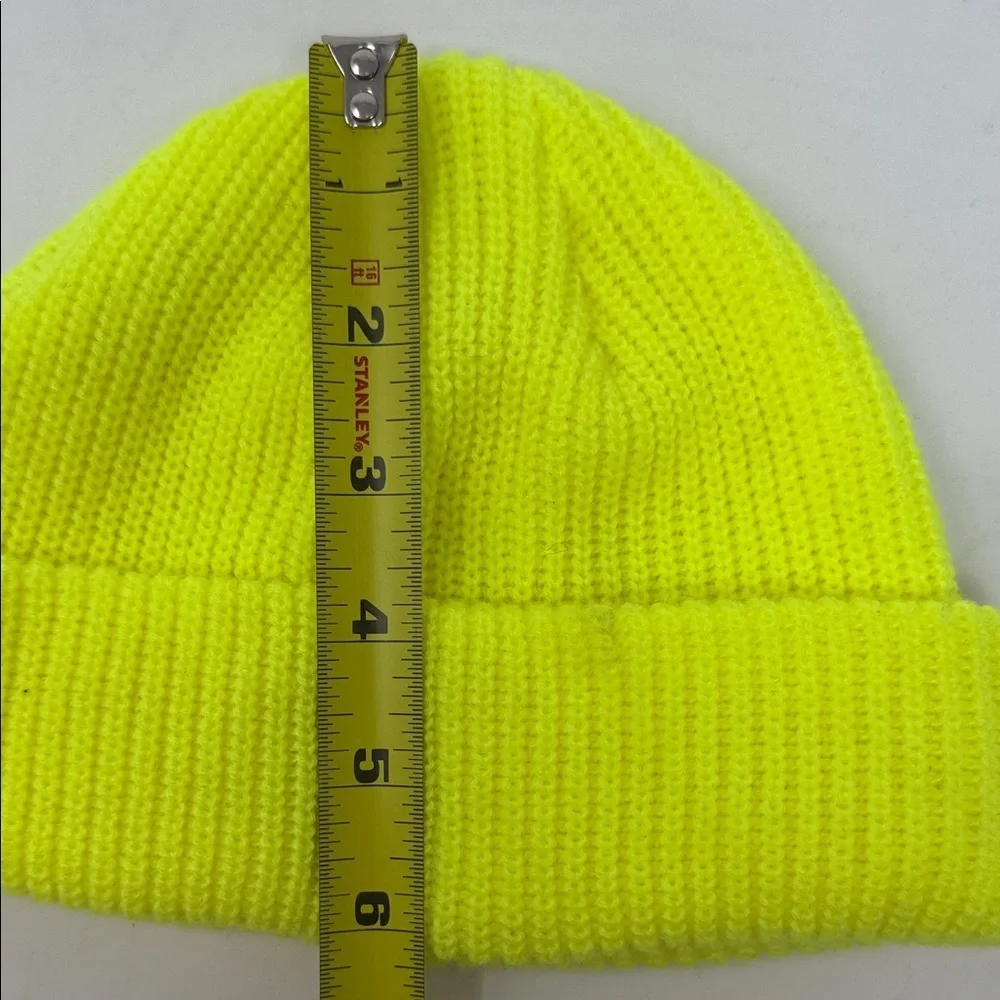 Kids Neon Yellow Knit Beanie - Lightweight Winter Hat